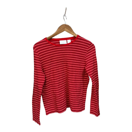 Top Long Sleeve Basic By Liz Claiborne In Striped Pattern, Size: M