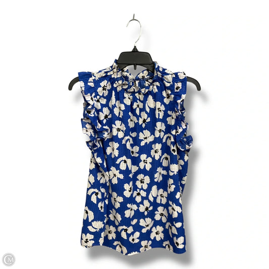Top Sleeveless By Who What Wear In Blue & White, Size: Xl