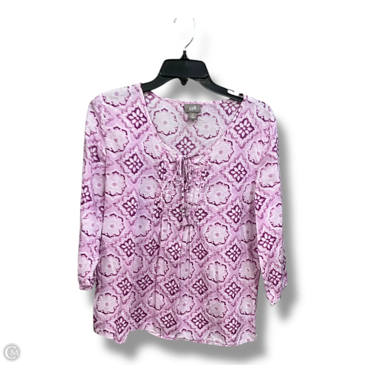 Blouse 3/4 Sleeve By J. Jill In Purple & White, Size: Xs