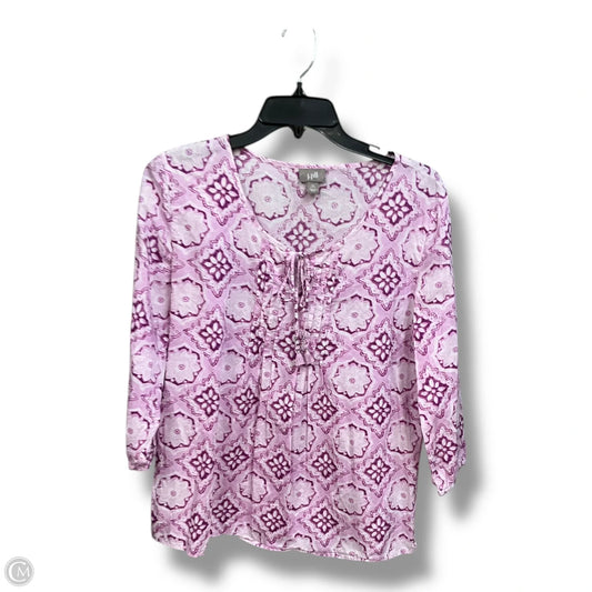 Blouse 3/4 Sleeve By J. Jill In Purple & White, Size: Xs