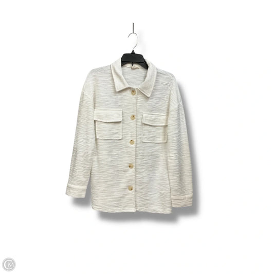 Jacket Shirt By Hem & Thread In White, Size: M