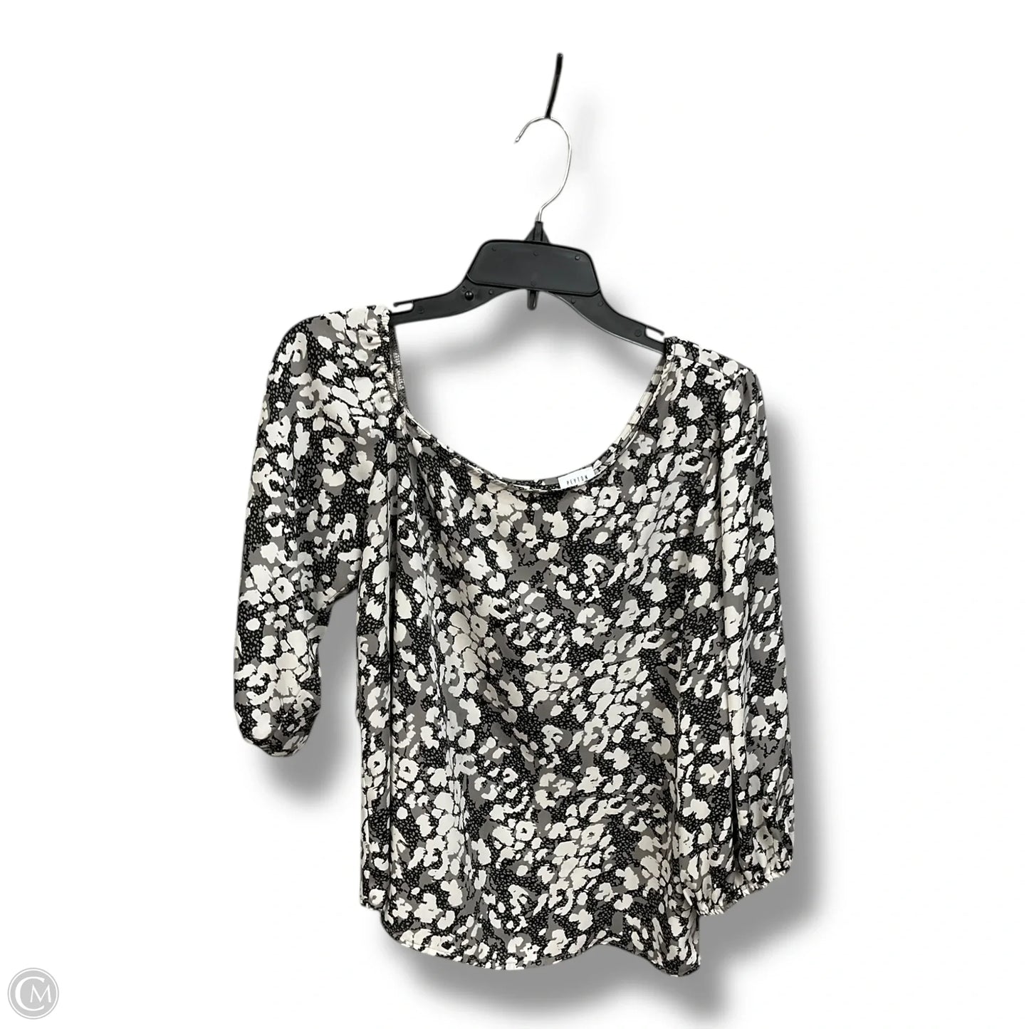 Blouse Short Sleeve By Peyton Jensen In Black & Grey, Size: M