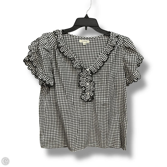 Blouse Short Sleeve By Max Studio In Checkered Pattern, Size: S