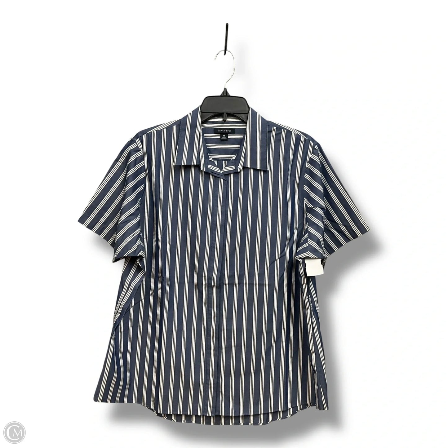 Blouse Short Sleeve By Lands End In Striped Pattern, Size: 2x