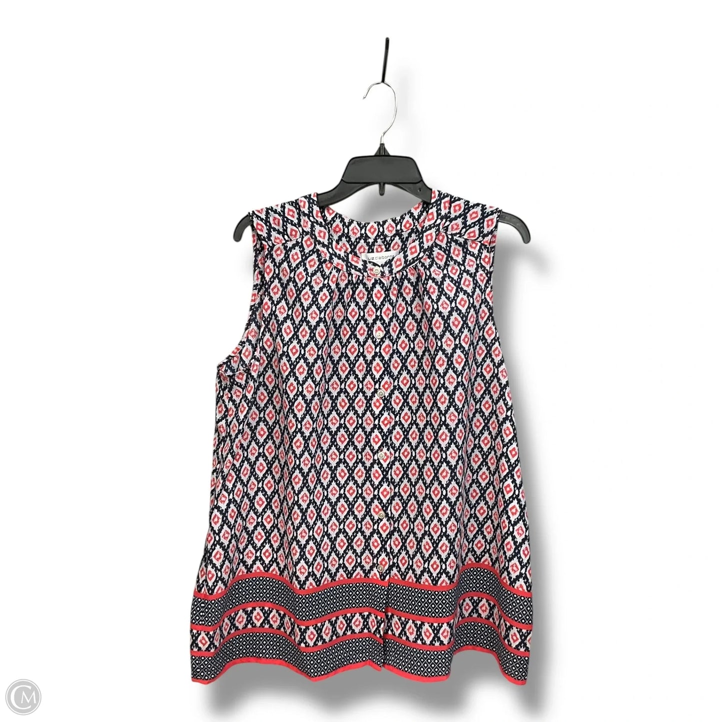 Blouse Sleeveless By Liz Claiborne In Geometric Pattern, Size: L