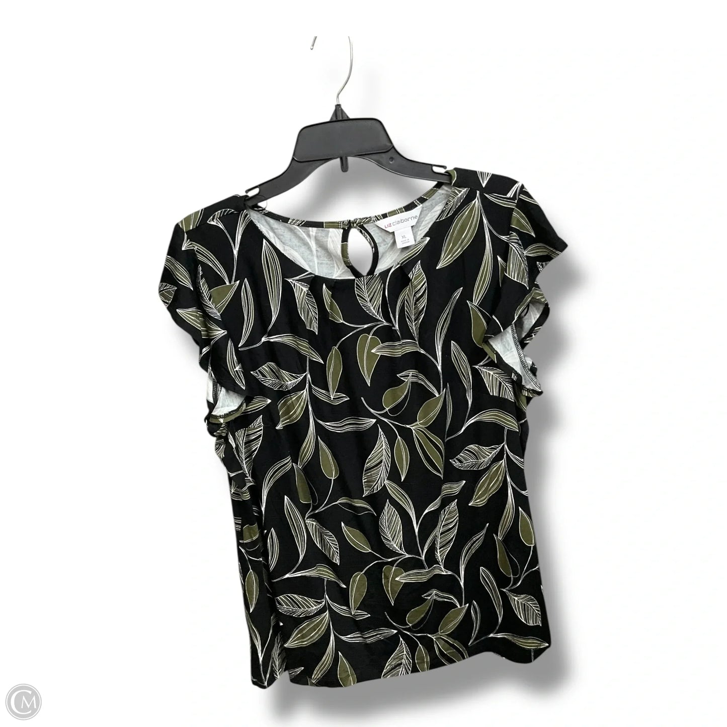 Top Sleeveless By Liz Claiborne In Black & Green, Size: Xl