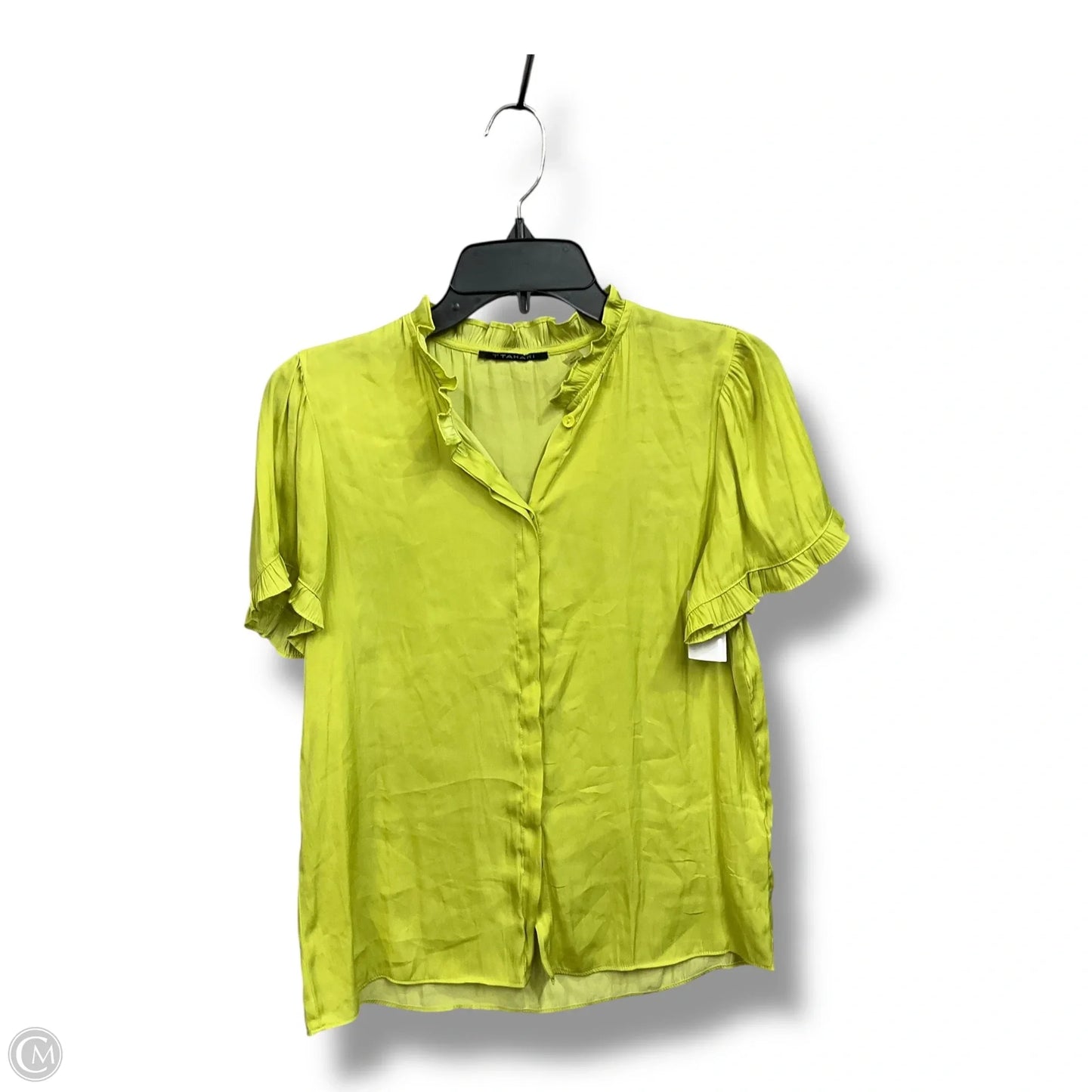 Blouse Short Sleeve By Tahari By Arthur Levine In Chartreuse, Size: Sp
