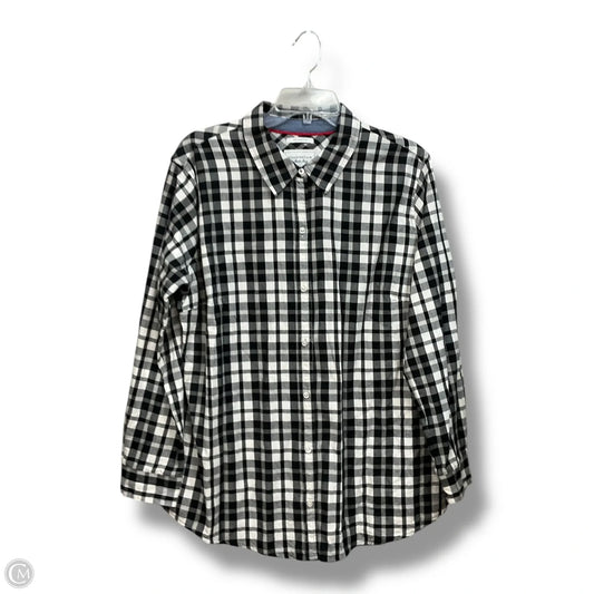 Blouse Long Sleeve By Charter Club In Checkered Pattern, Size: Xxl