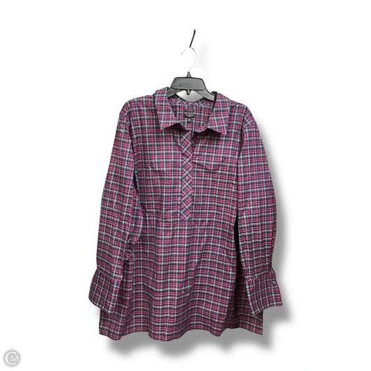 Blouse Long Sleeve By Talbots In Plaid Pattern, Size: 3x