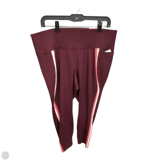 Athletic Leggings Capris By Livi Active In Maroon, Size: 2x