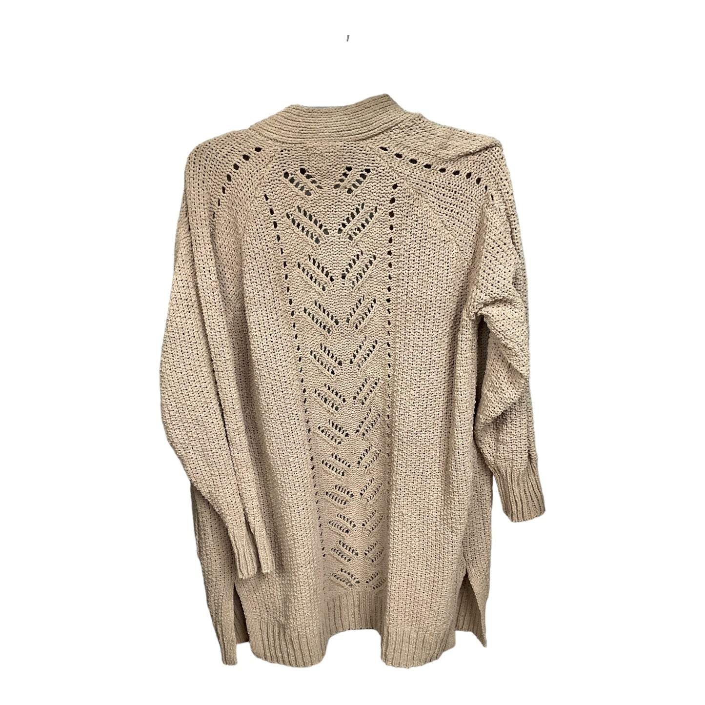 Tan Sweater Cardigan Poof, Size L