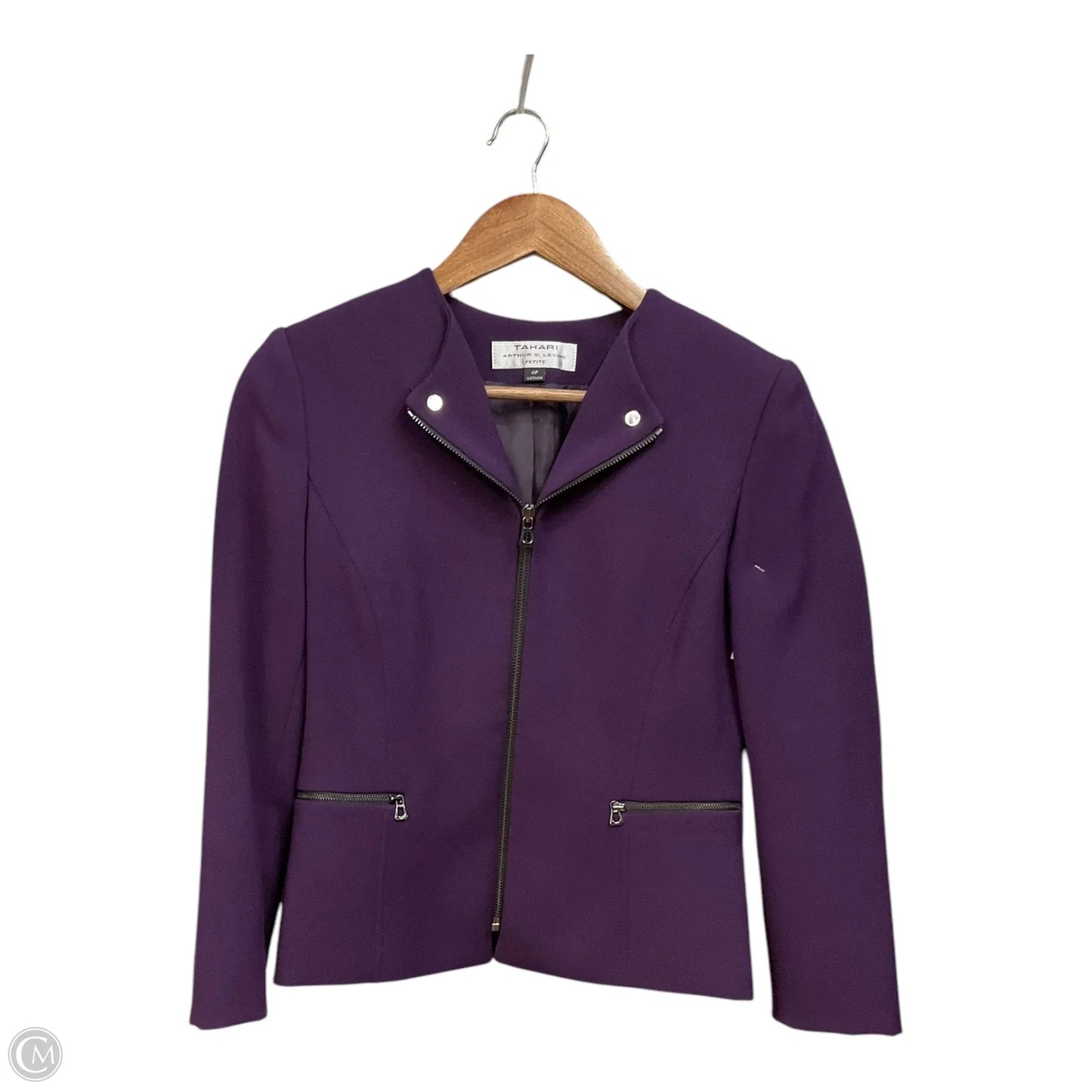 Jacket Moto By Tahari By Arthur Levine In Purple, Size: 4p
