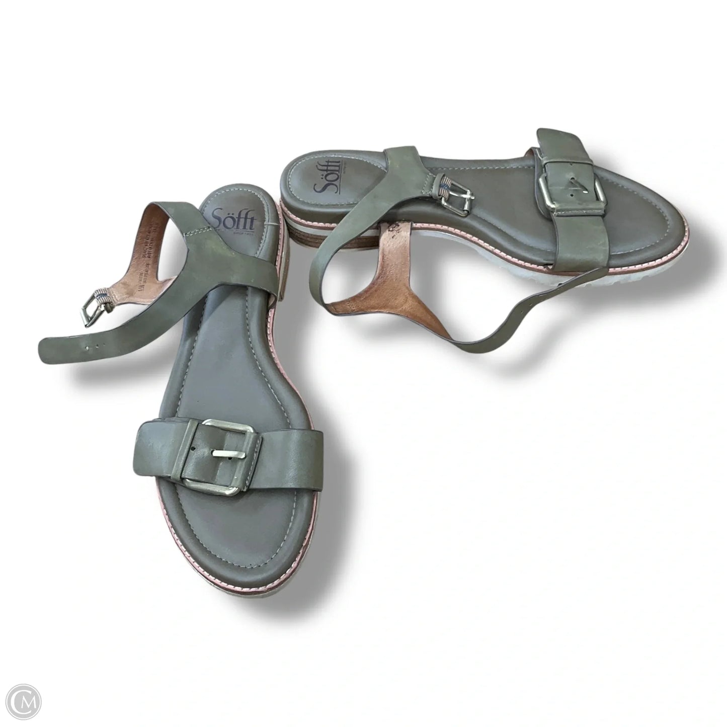 Sandals Flats By Sofft In Green, Size: 9.5