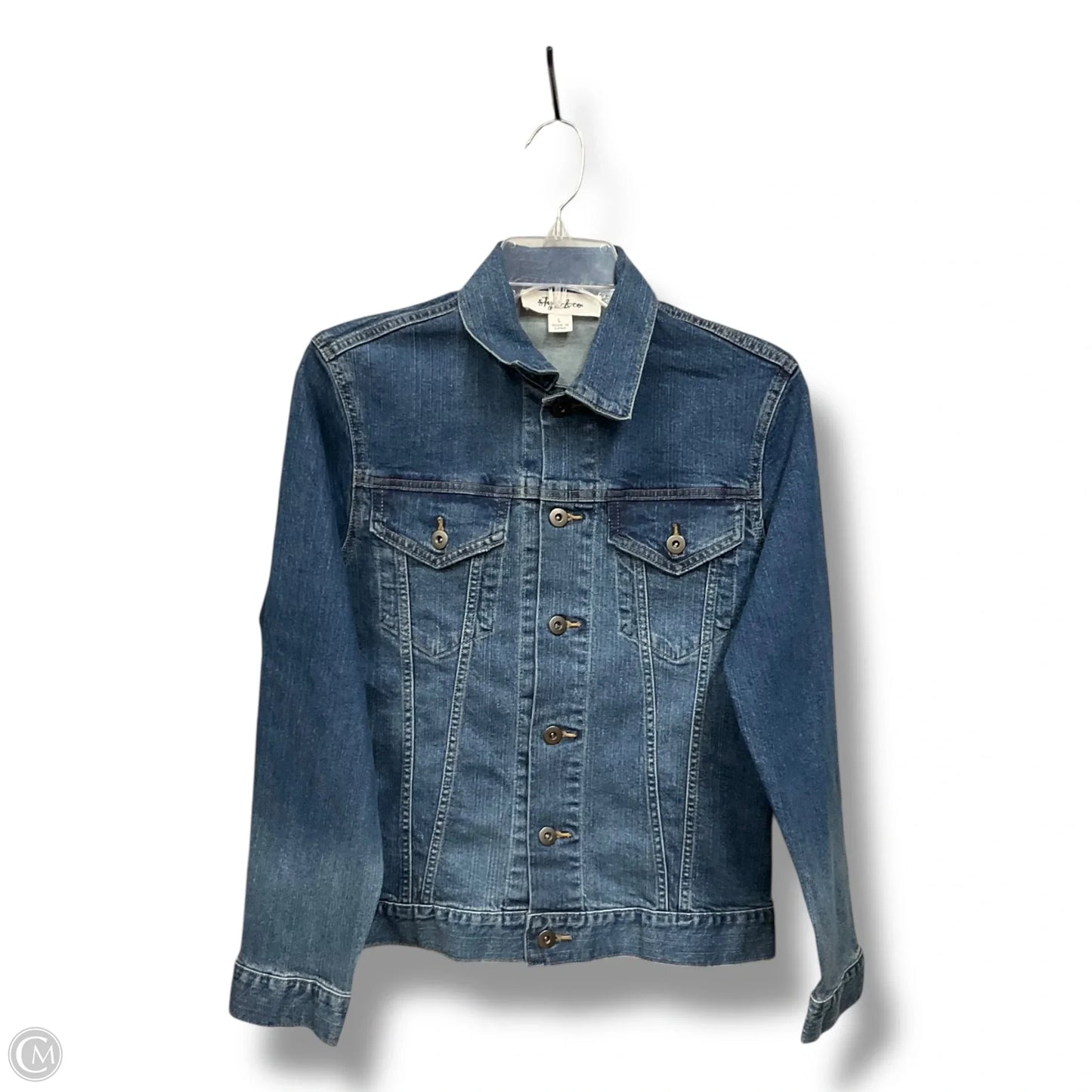 Jacket Denim By Style And Company In Blue Denim, Size: L