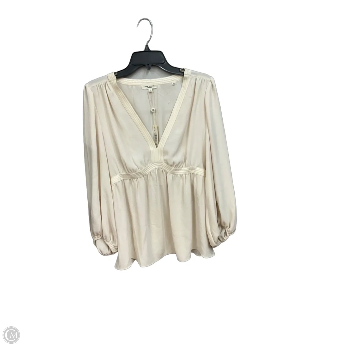 Top Long Sleeve By Max Studio In Cream, Size: L