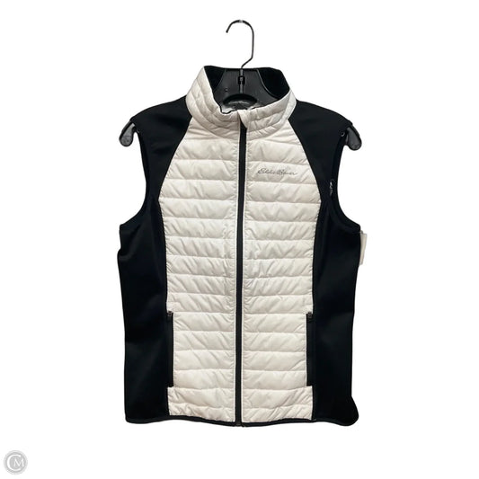 Vest Puffer & Quilted By Eddie Bauer In Black & White, Size: M