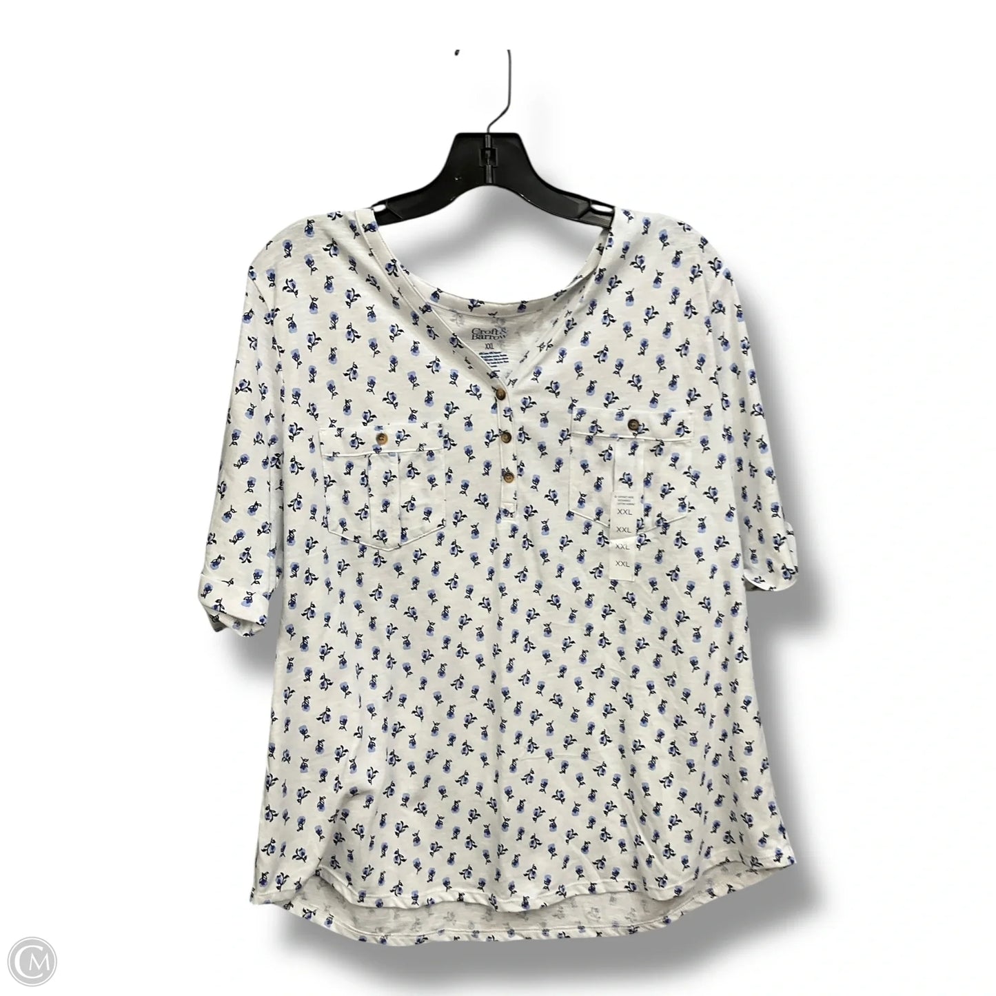 Top Short Sleeve By Croft And Barrow In Floral Print, Size: Xxl