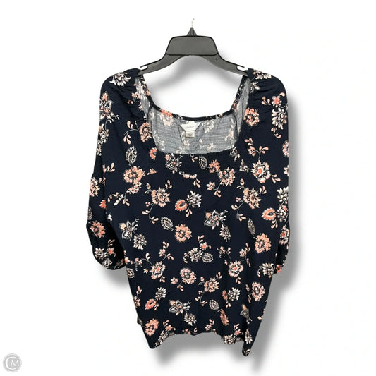Top 3/4 Sleeve By Cj Banks In Floral Print, Size: 2x