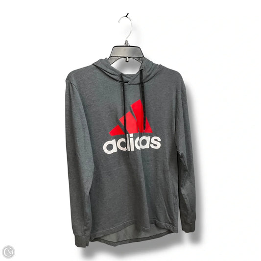 Athletic Top Long Sleeve Hoodie By Adidas In Grey, Size: M