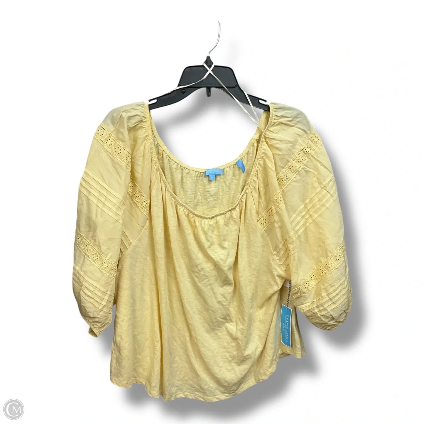 Top 3/4 Sleeve By Draper James In Yellow, Size: Xxl