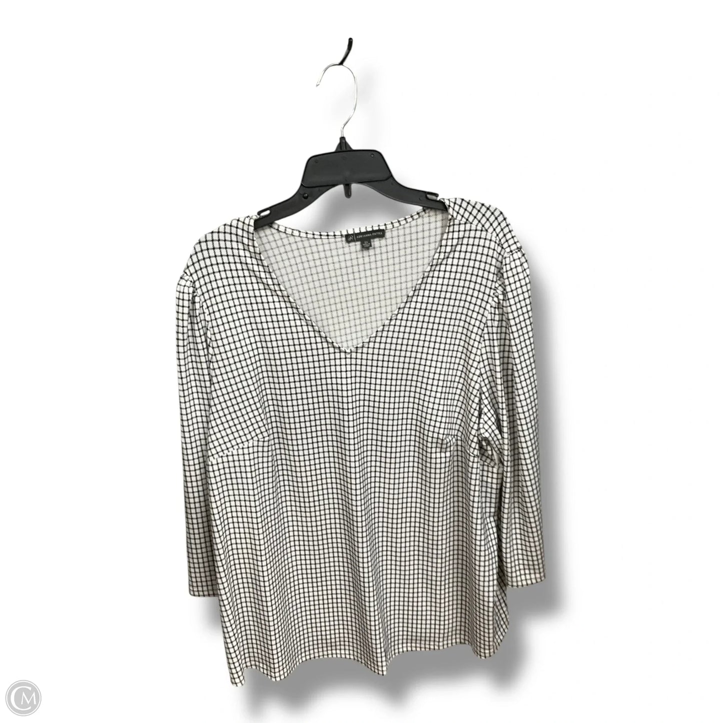 Top Long Sleeve By Adrianna Papell In Black & White, Size: 2x