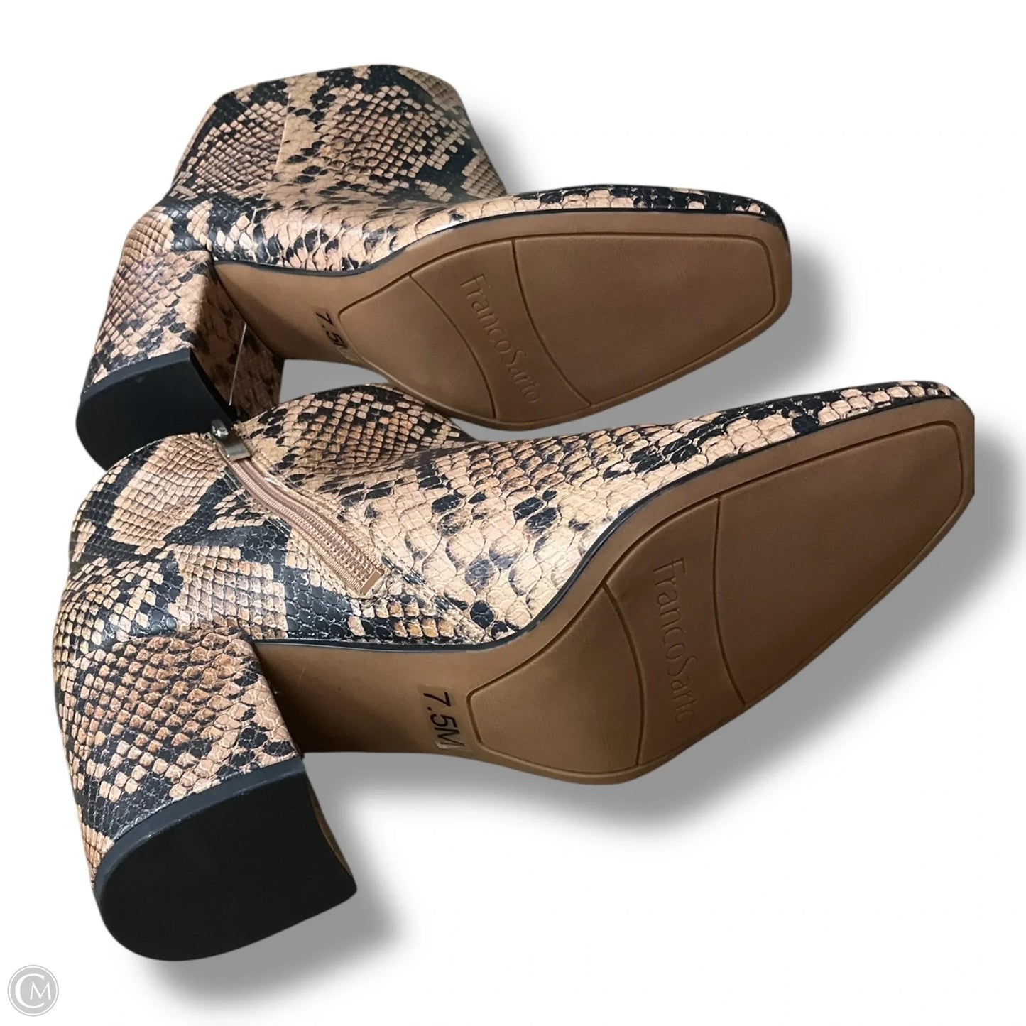 Boots Ankle Heels By Franco Sarto In Snakeskin Print, Size: 7.5