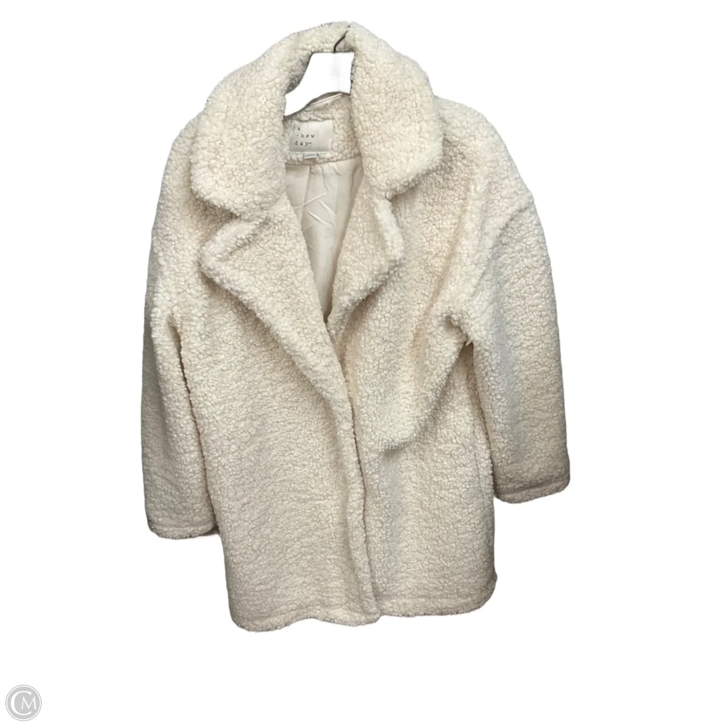 Coat Faux Fur & Sherpa By A New Day In Cream, Size: M