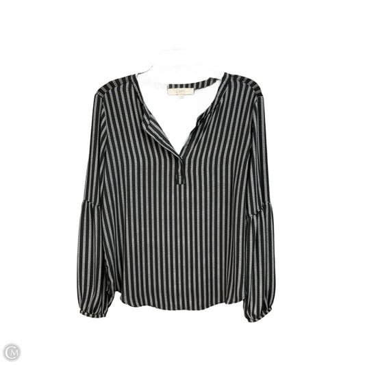 Blouse Long Sleeve By Loft In Black & White, Size: S
