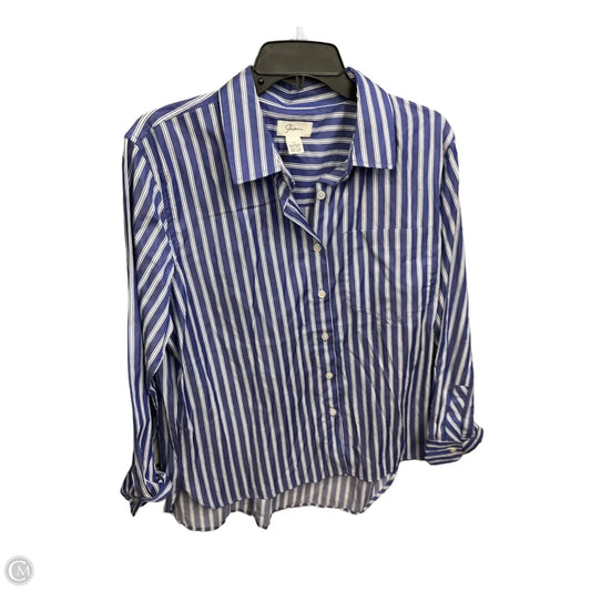 Blouse Long Sleeve By Japna In Striped Pattern, Size: L
