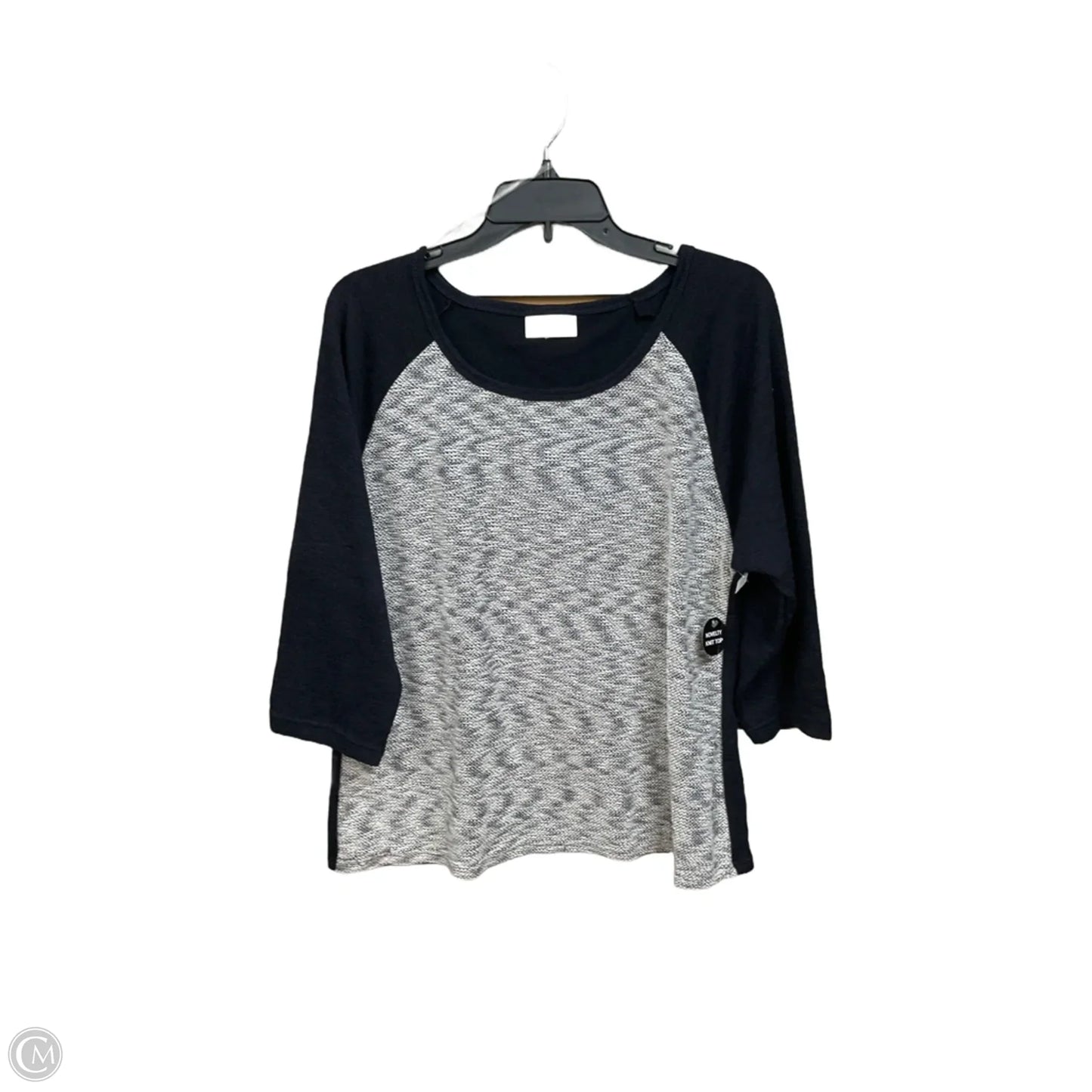 Top 3/4 Sleeve By Bobbie Brooks In Blue & White, Size: 2