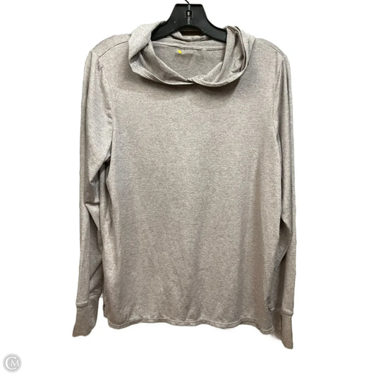 Athletic Top Long Sleeve Hoodie By Zella In Taupe, Size: L
