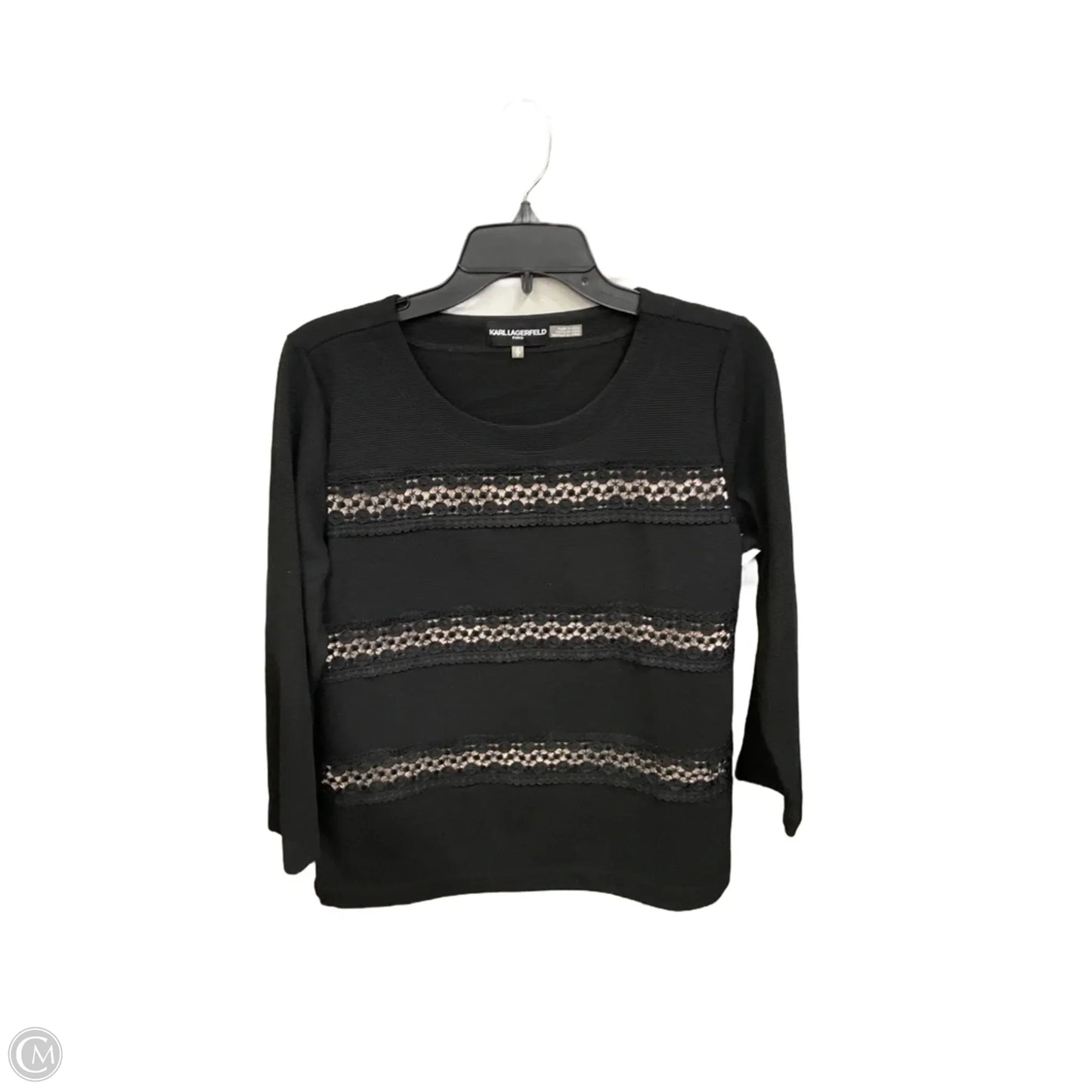 Top Long Sleeve Designer By Karl Lagerfeld In Black, Size: S