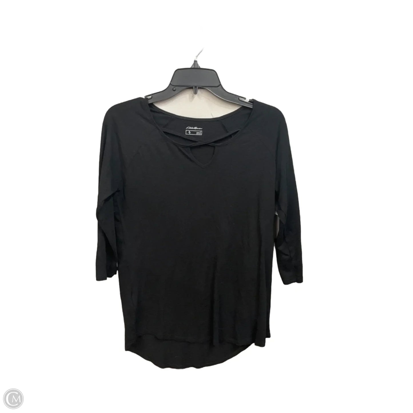 Top 3/4 Sleeve Basic By Eddie Bauer In Black, Size: S