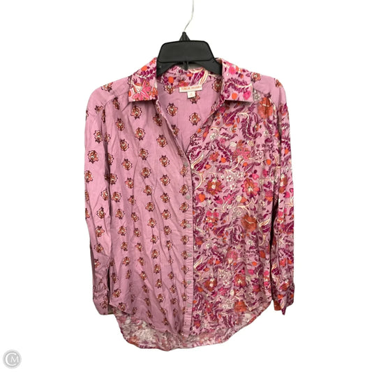Blouse Long Sleeve By Knox Rose In Floral Print, Size: M