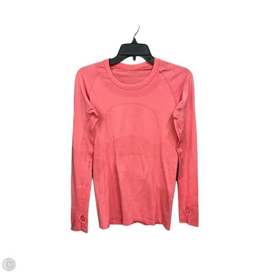Athletic Top Long Sleeve Crewneck By Lululemon In Coral, Size: M