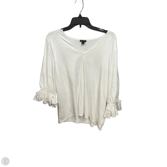 Top Long Sleeve By Loft In White, Size: L