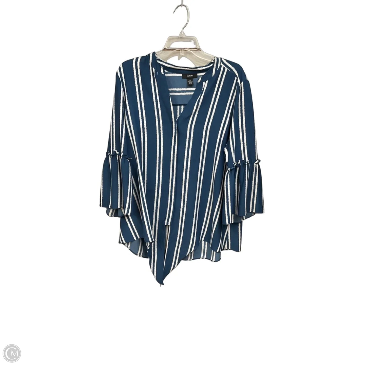 Blouse Long Sleeve By Alfani In Striped Pattern, Size: Xl