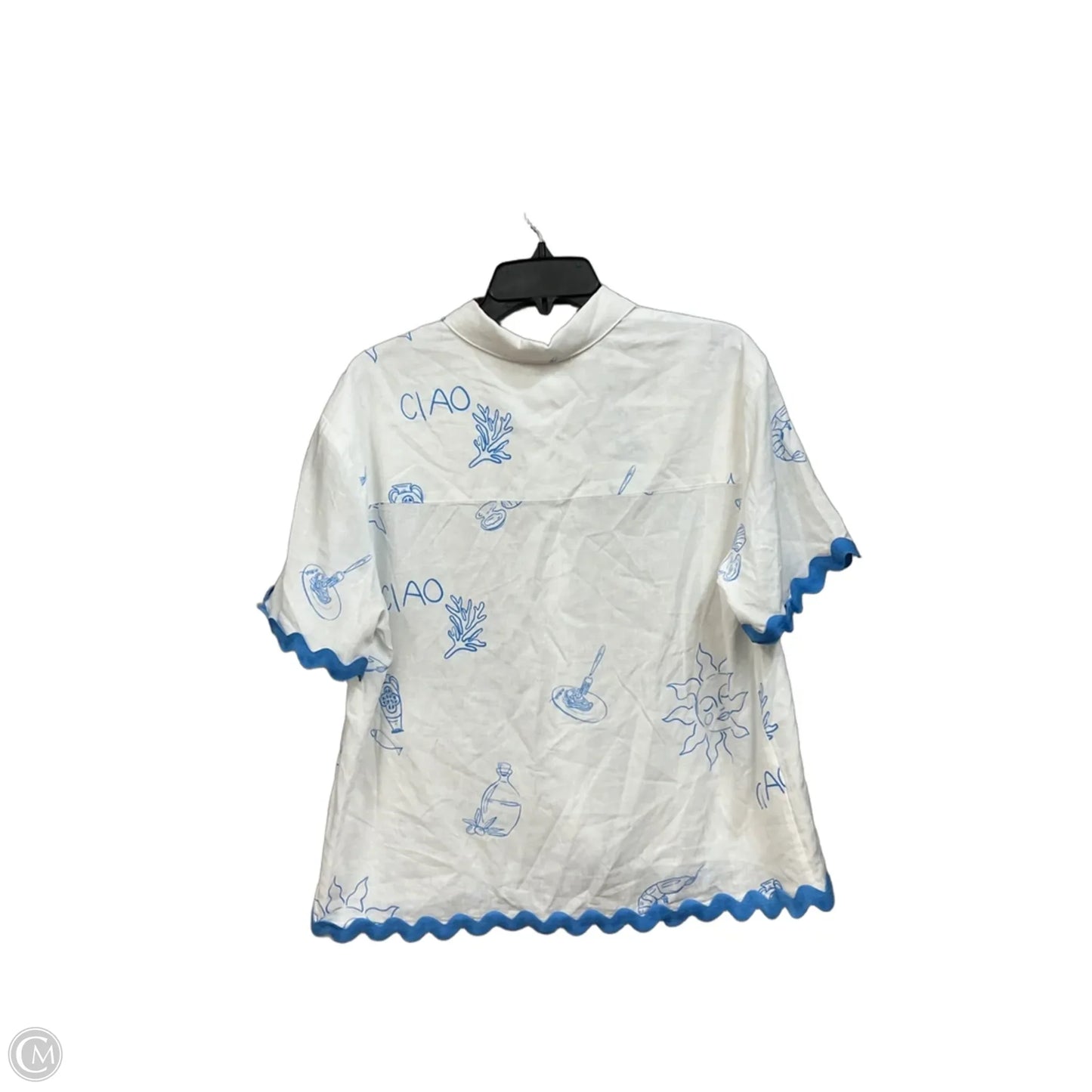 Top Short Sleeve By Jane And Delancey In Blue & White, Size: L