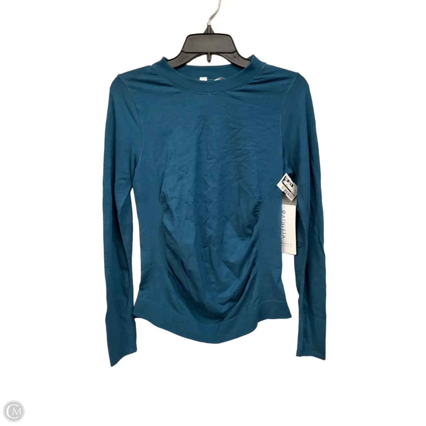 Athletic Top Long Sleeve Collar By Athleta In Teal, Size: M