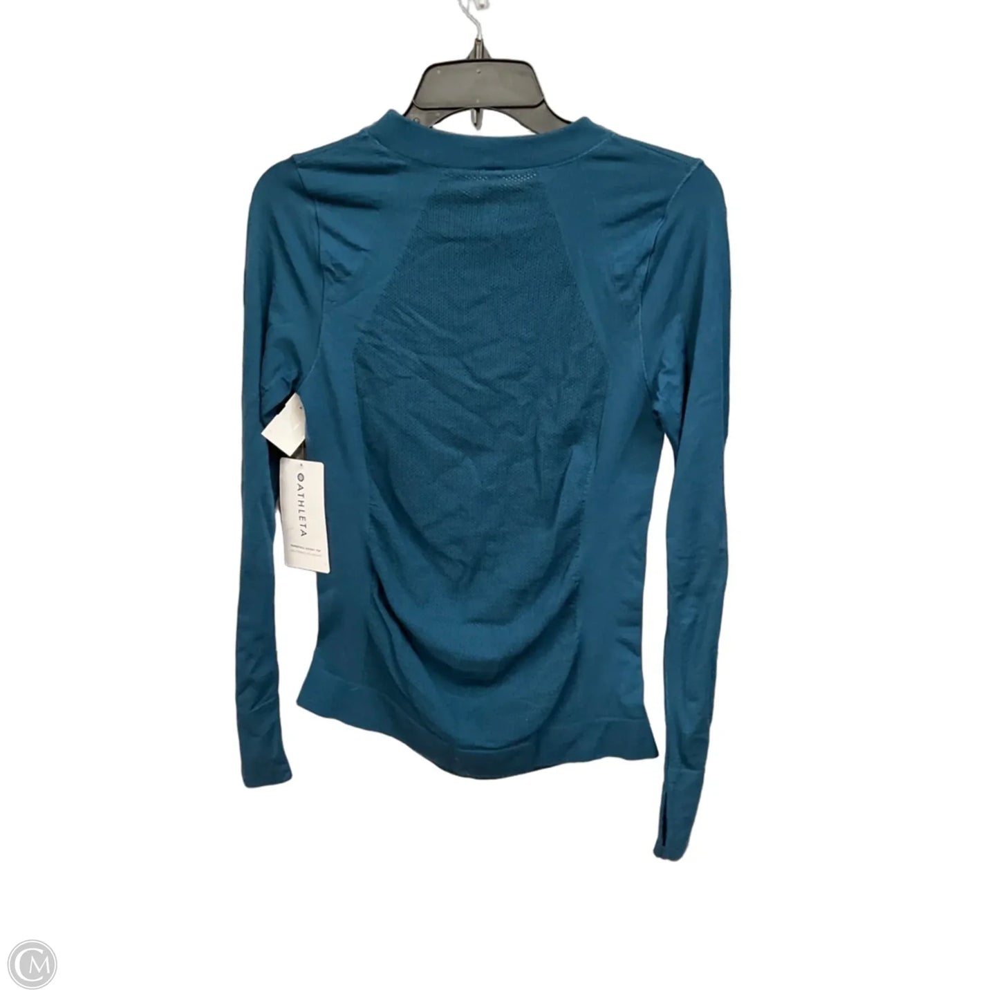 Athletic Top Long Sleeve Collar By Athleta In Teal, Size: M