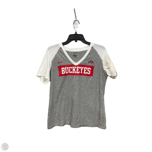 Athletic Top Short Sleeve By Nike Apparel In Grey & Red, Size: Xl