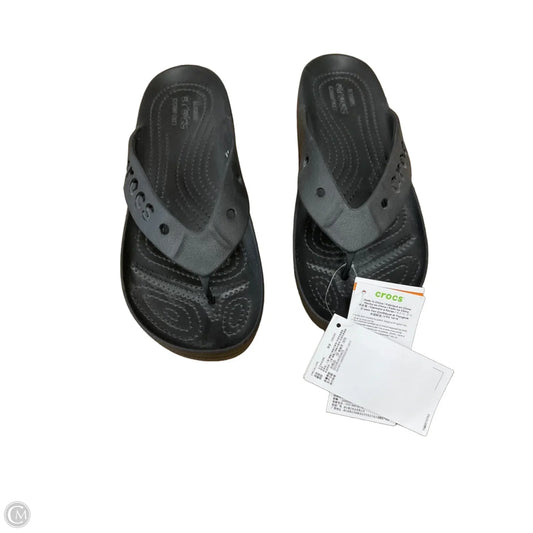 Sandals Flip Flops By Crocs In Black, Size: 9