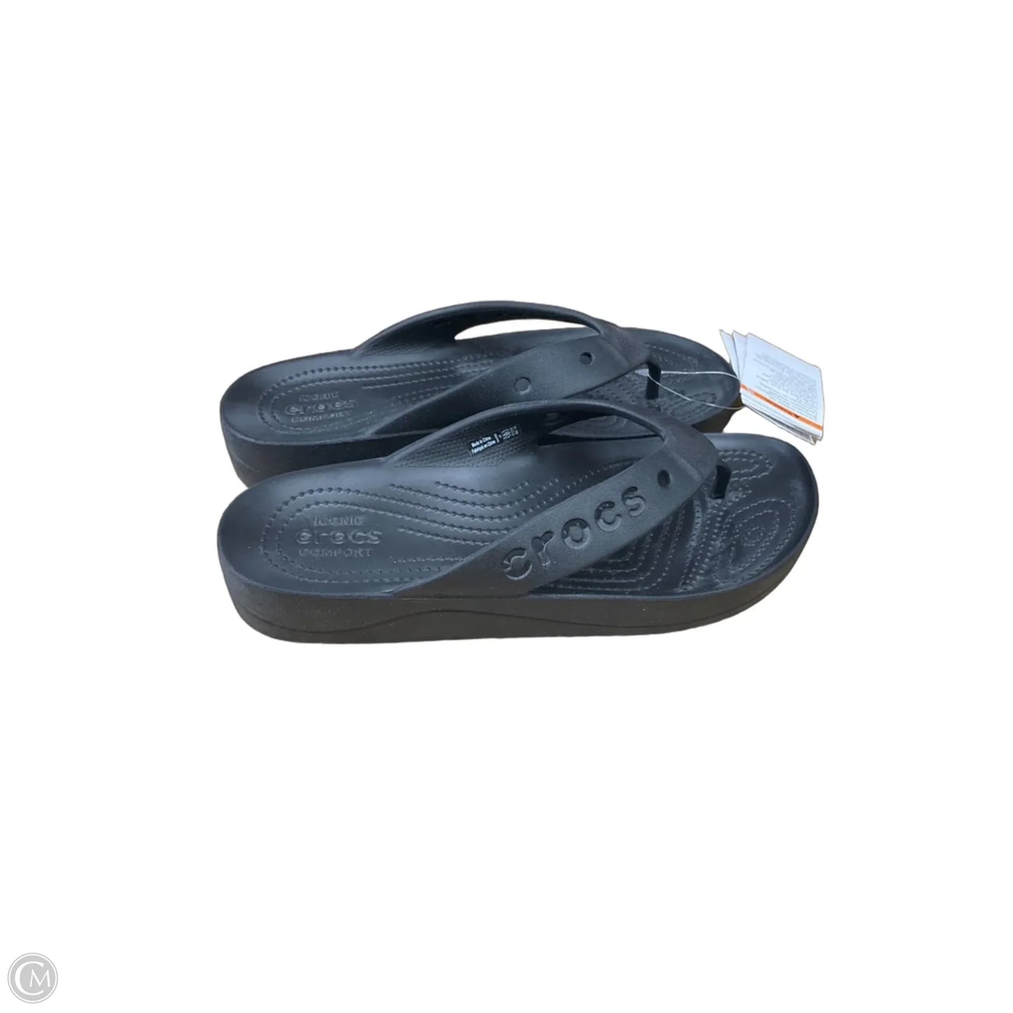 Sandals Flip Flops By Crocs In Black, Size: 9