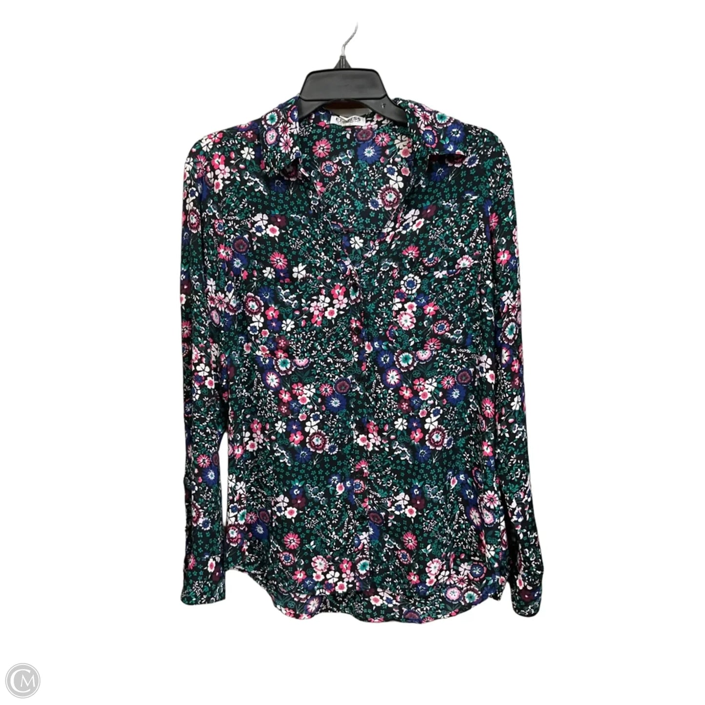 Blouse Long Sleeve By Express In Floral Print, Size: M