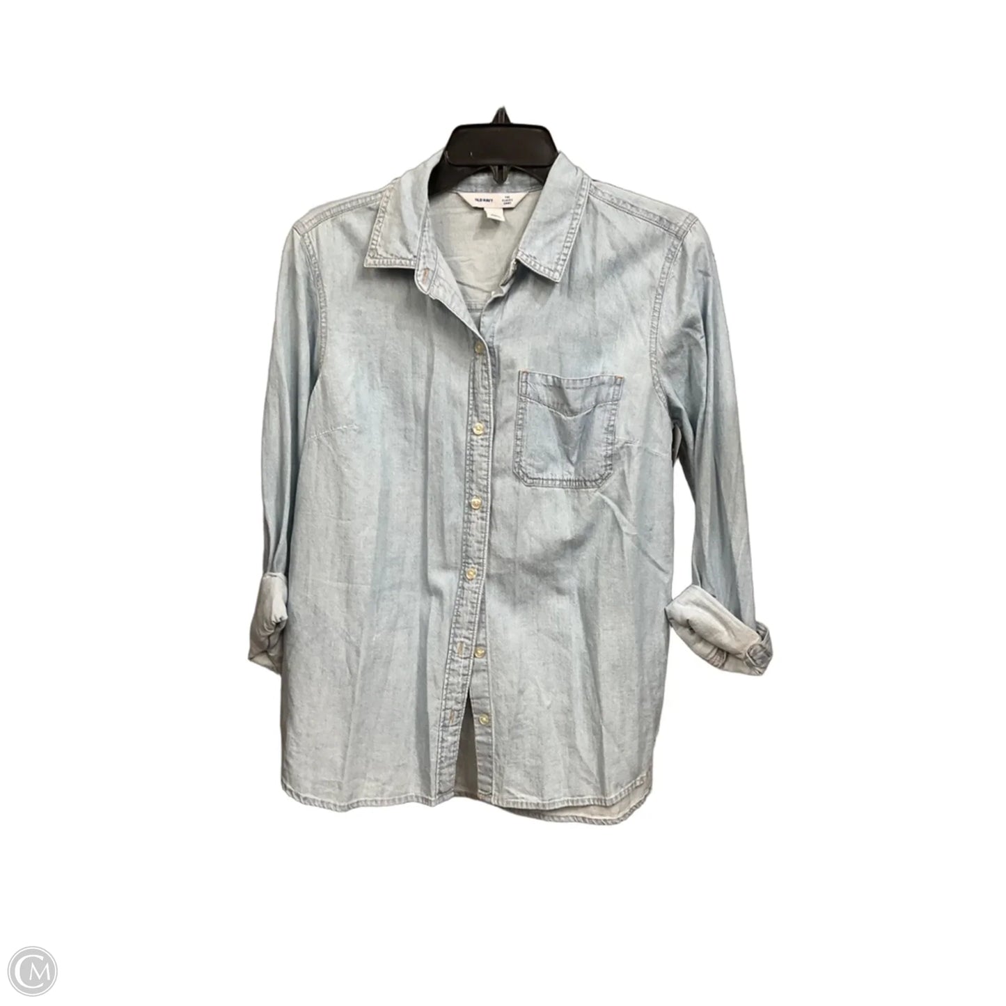 Blouse Long Sleeve By Old Navy In Blue, Size: M