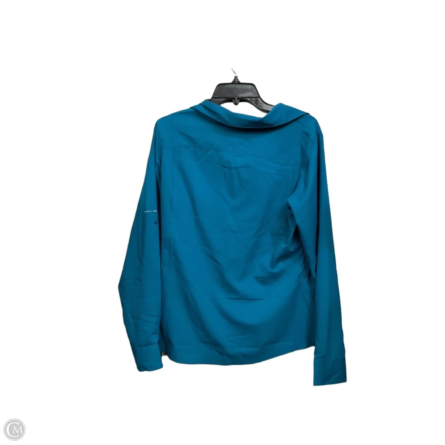 Athletic Top Long Sleeve Collar By Columbia In Teal, Size: M