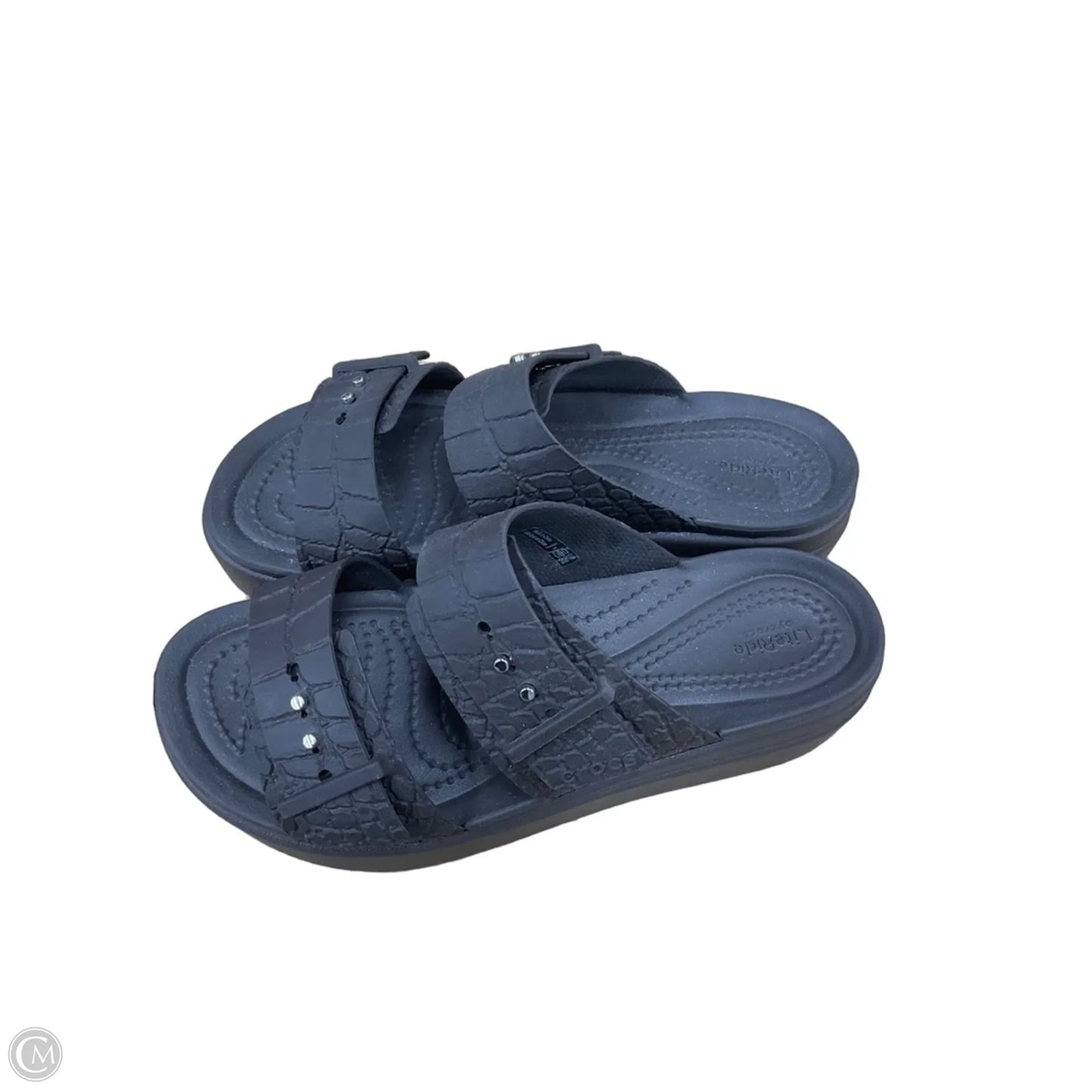 Sandals Flats By Crocs In Grey, Size: 6