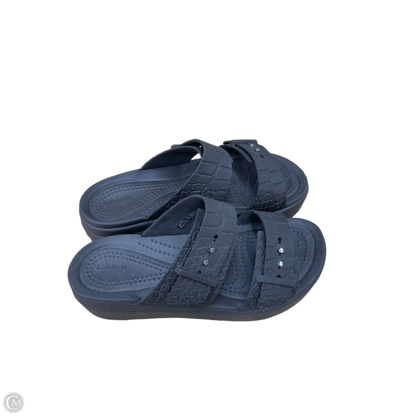 Sandals Flats By Crocs In Grey, Size: 6