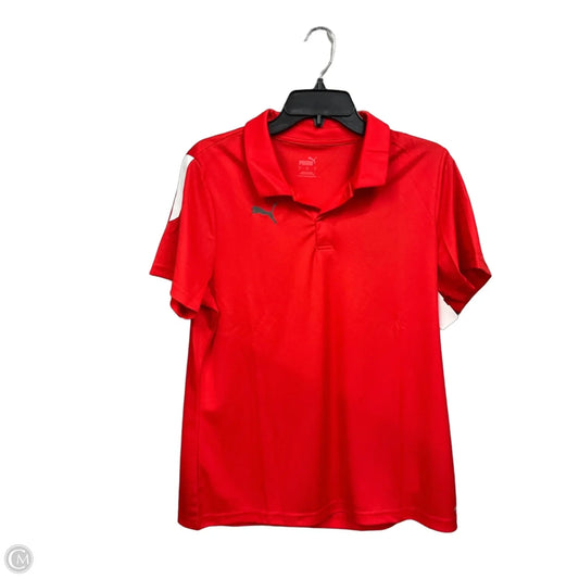 Athletic Top Short Sleeve By Puma In Red, Size: L