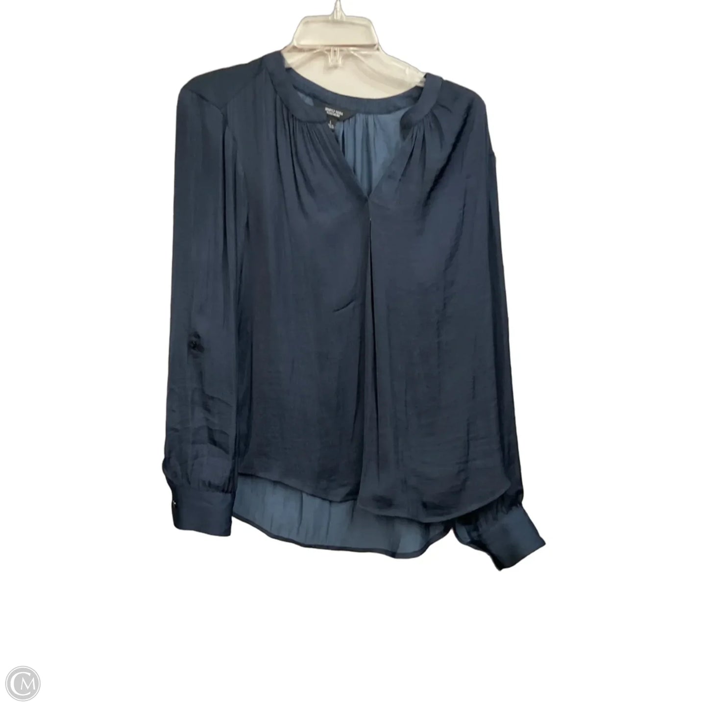 Blouse Long Sleeve By Simply Vera In Navy, Size: L